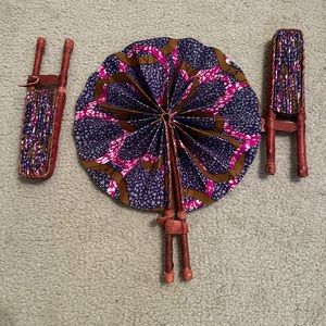 Leather and cloth fan.